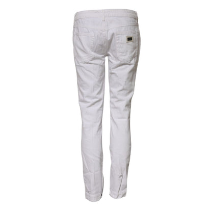 Dolce & Gabbana White Cotton Mid Waisted Women Denim Jeans