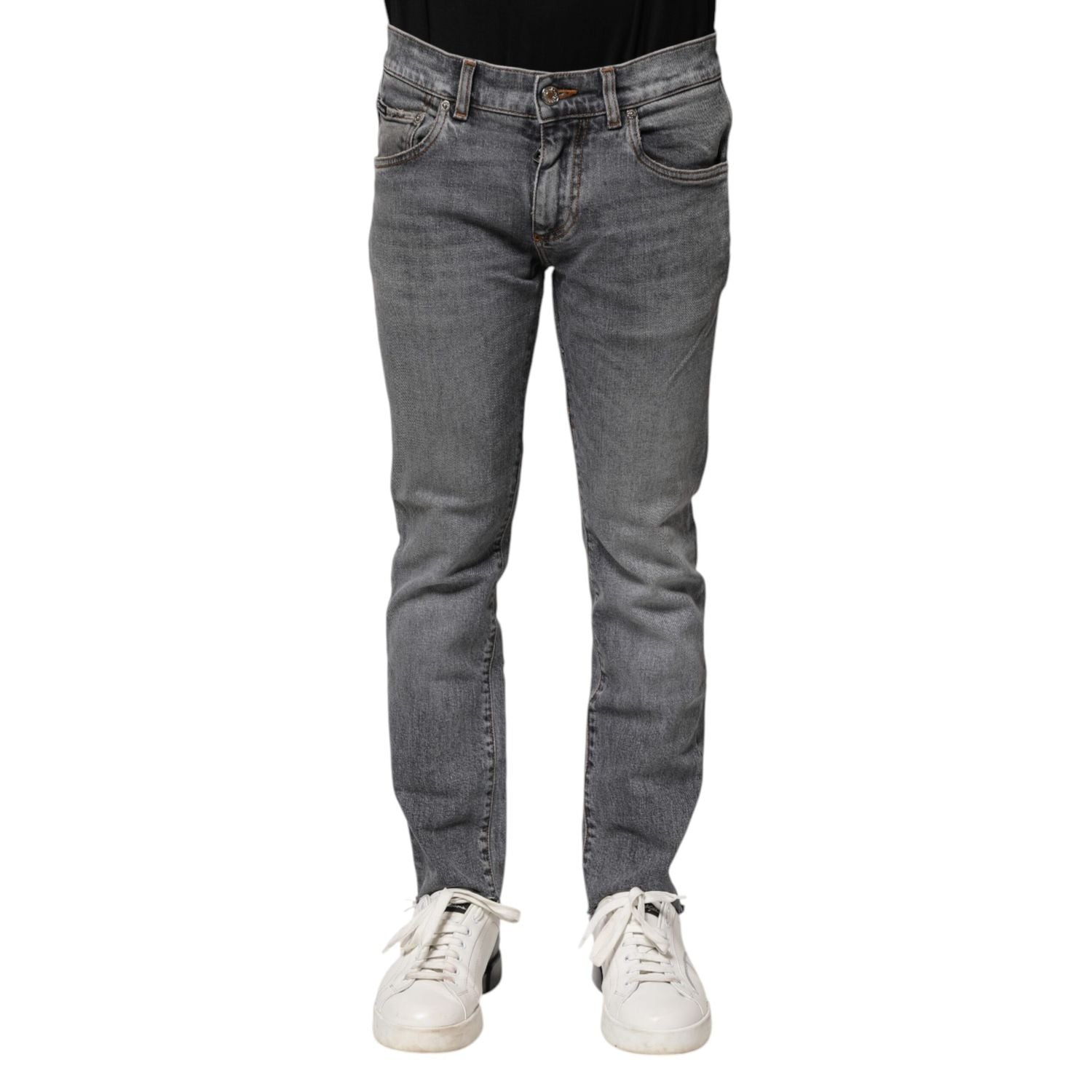 Dolce & Gabbana Gray Cotton Skinny Men Denim Trouser Jeans