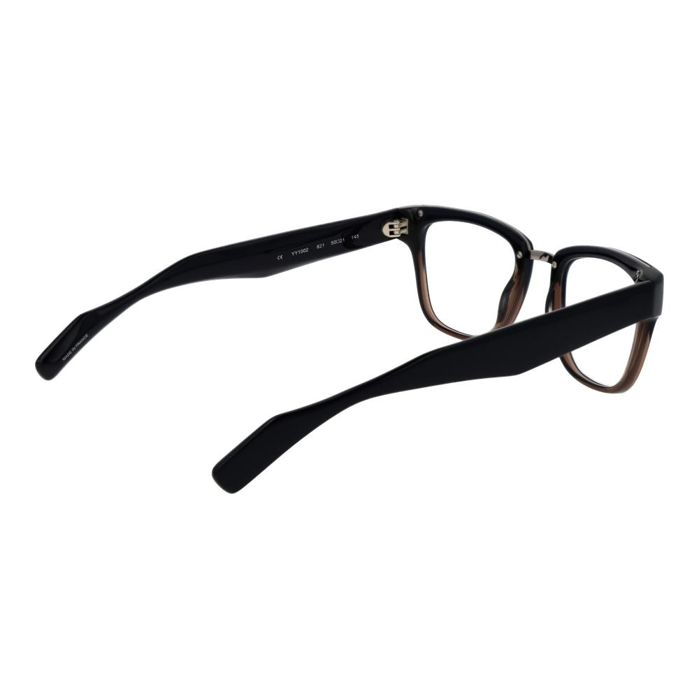 Yohji Yamamoto Blue Unisex Glasses Frame with full-rim acetate design and demo plastic lenses; includes branded soft case.