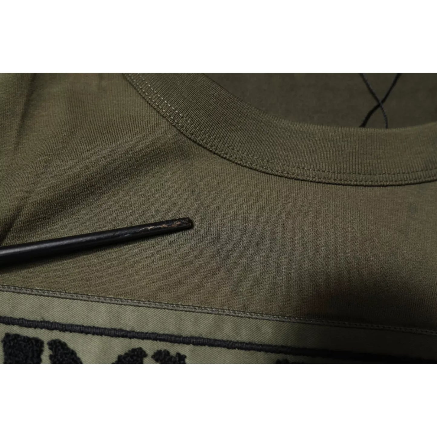 Dolce & Gabbana Army Green DG Love Cotton Crew Neck T-shirt