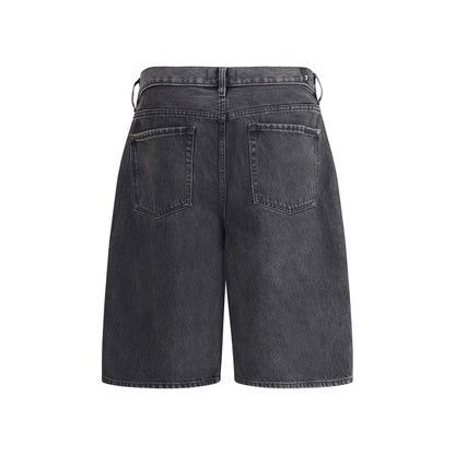 7FOR Black Cotton Bermuda Shorts