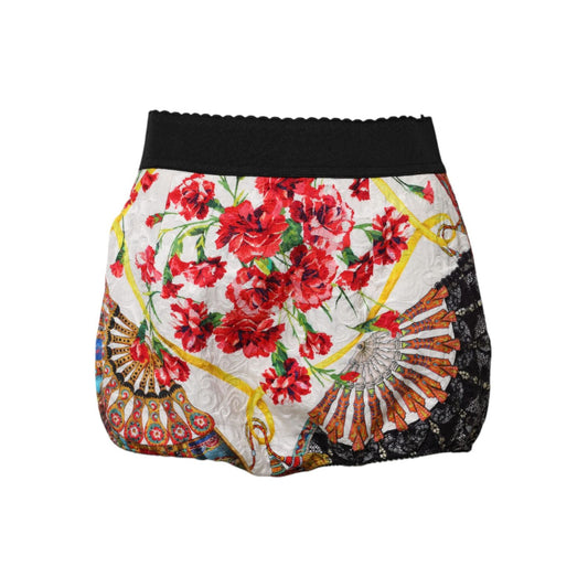 Dolce & Gabbana Multicolor Floral High Waist Hot Pants Shorts