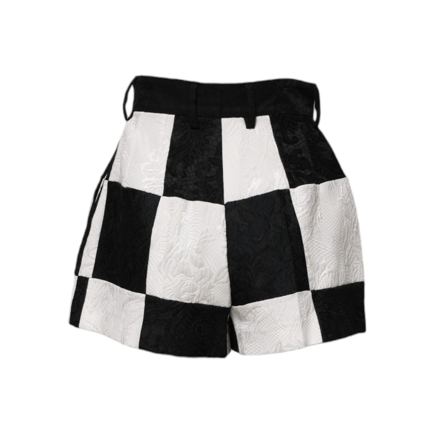 Dolce & Gabbana Black White Floral Brocade Hot Pants Shorts