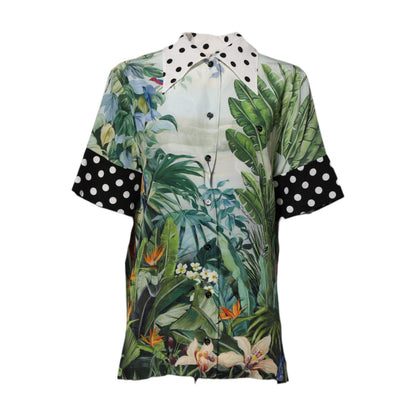 Dolce & Gabbana Multicolor Printed Silk Collared Shirt Top
