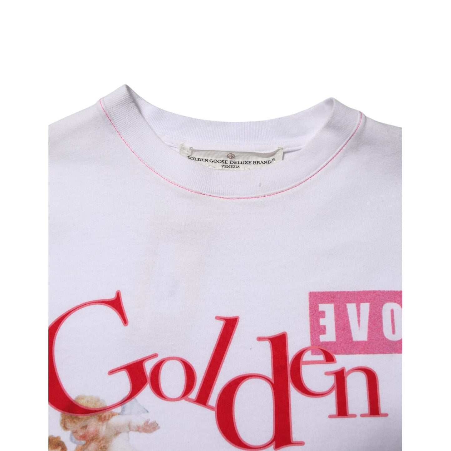 Golden Goose White Printed Round Neck T-shirt