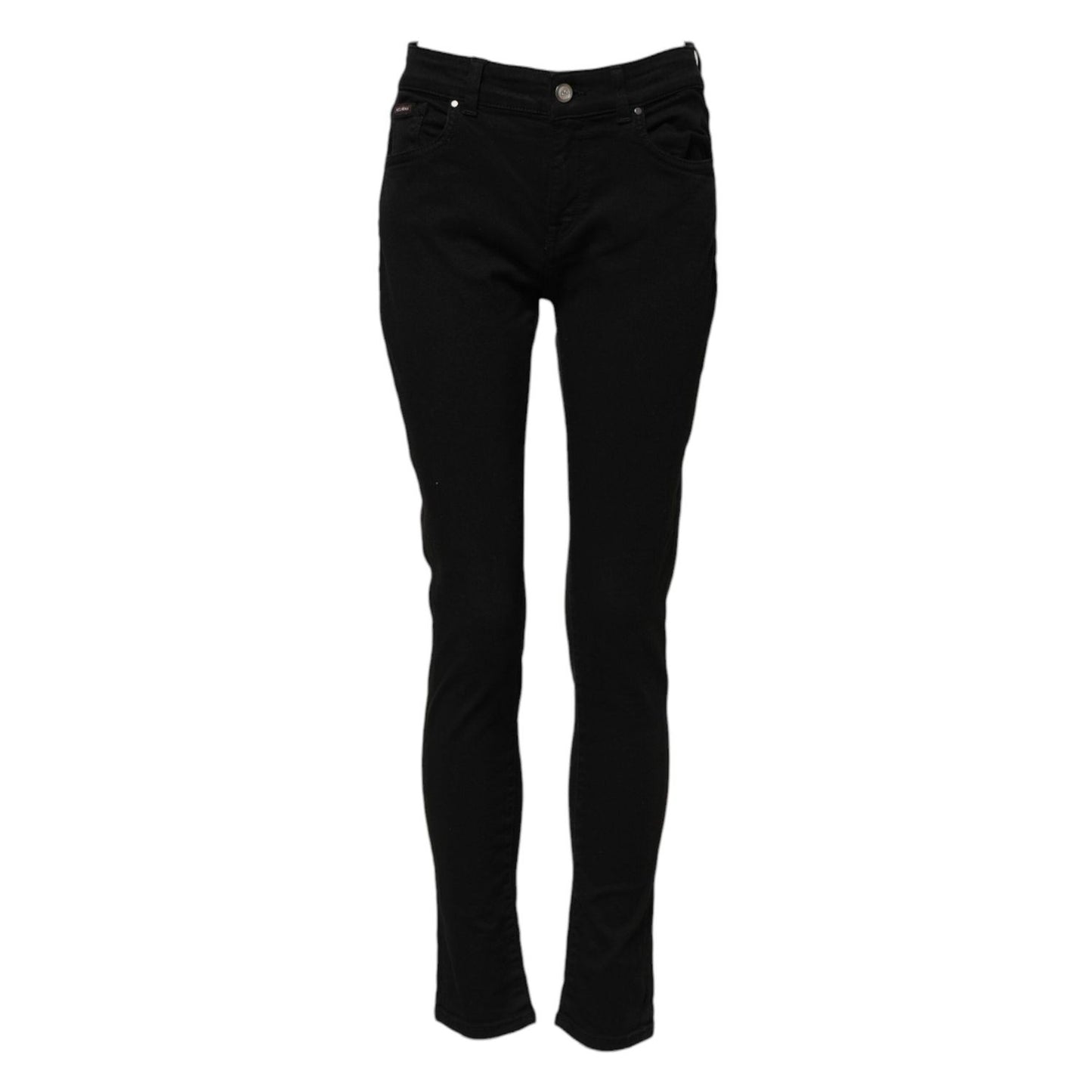 Dolce & Gabbana Black Cotton Logo Skinny Mid Waist Denim Jeans