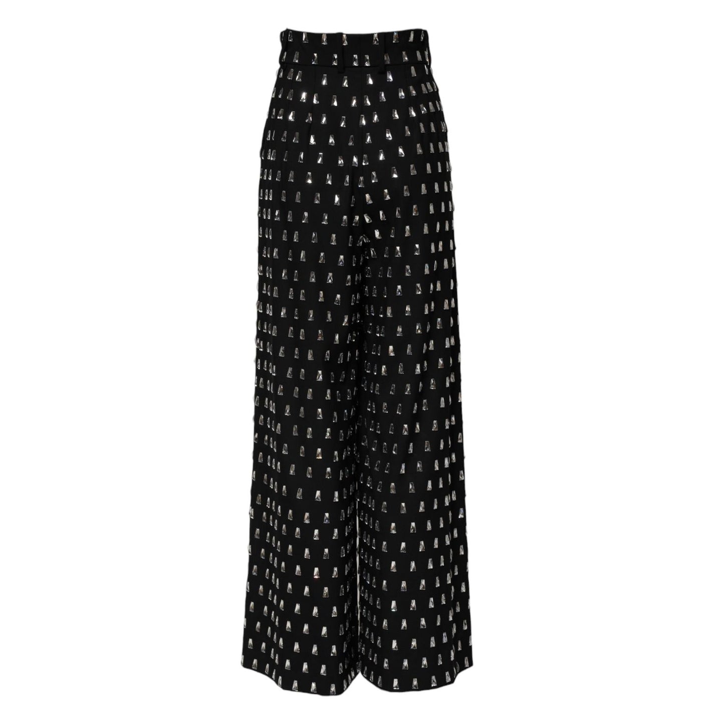 Dolce & Gabbana Black Crystal Embellished Wide Leg Pants
