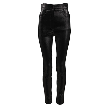Dolce & Gabbana Black Cotton Stretch Lurex Thread Skinny Pants