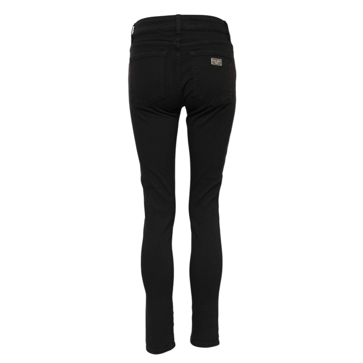 Dolce & Gabbana Black Cotton Logo Skinny Mid Waist Denim Jeans