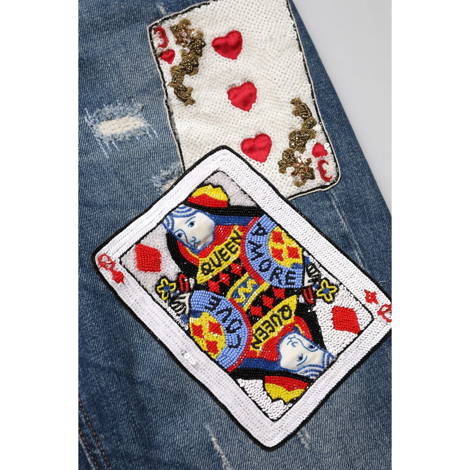 Dolce & Gabbana Blue Play Card Embroidery Skinny Denim Jeans
