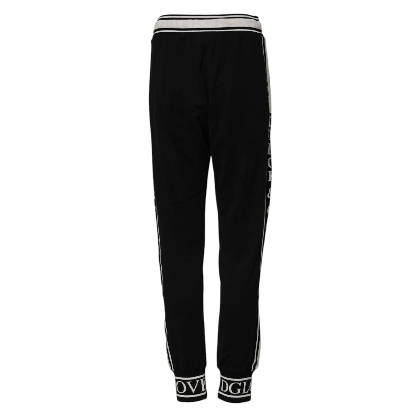 Dolce & Gabbana Black Cotton Jogger Logo Waist Pants