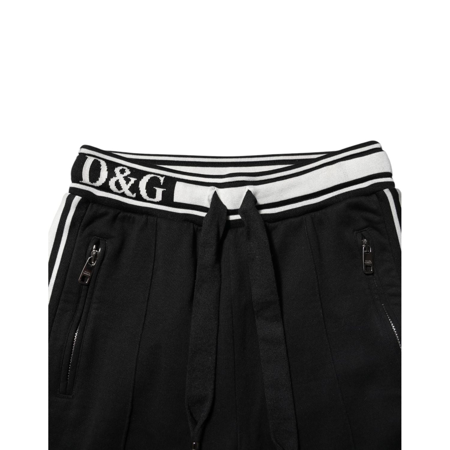Dolce & Gabbana Black Cotton Jogger Logo Waist Pants