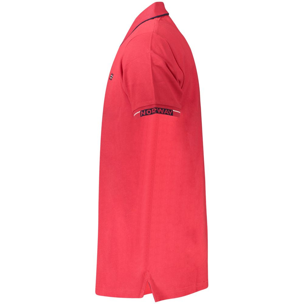 Norway 1963 Red Cotton Men Polo Shirt with embroidery and logo, side view showcasing design and luxury appeal.