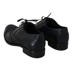 Dolce & Gabbana Dark Blue Leather Wingtip Oxford Dress Shoes MV2362-39