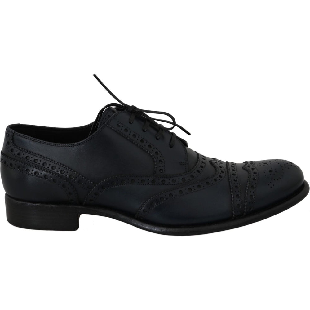Dolce & Gabbana Dark Blue Leather Wingtip Oxford Dress Shoes MV2362-39