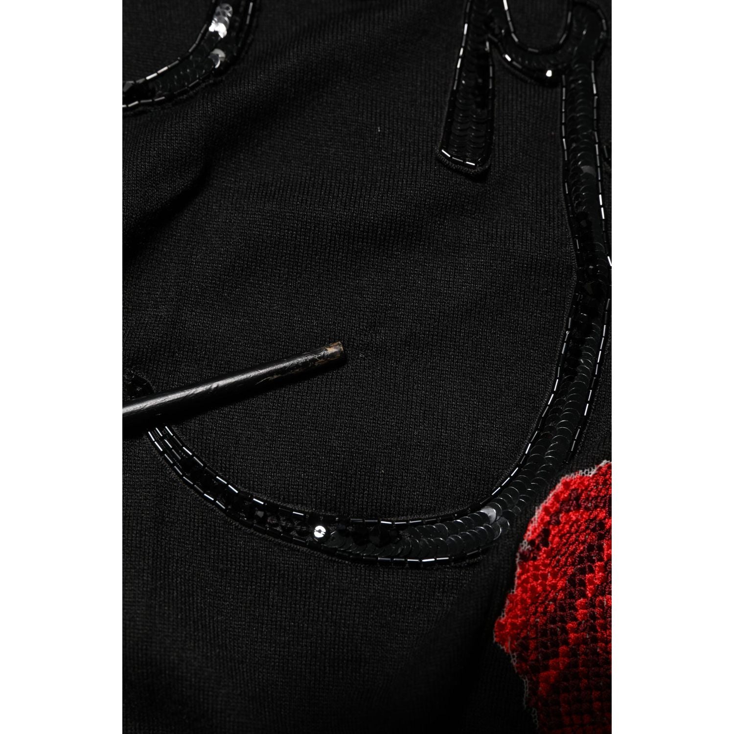 Dolce & Gabbana Black Rose Sequin Embellishments Blouse Top