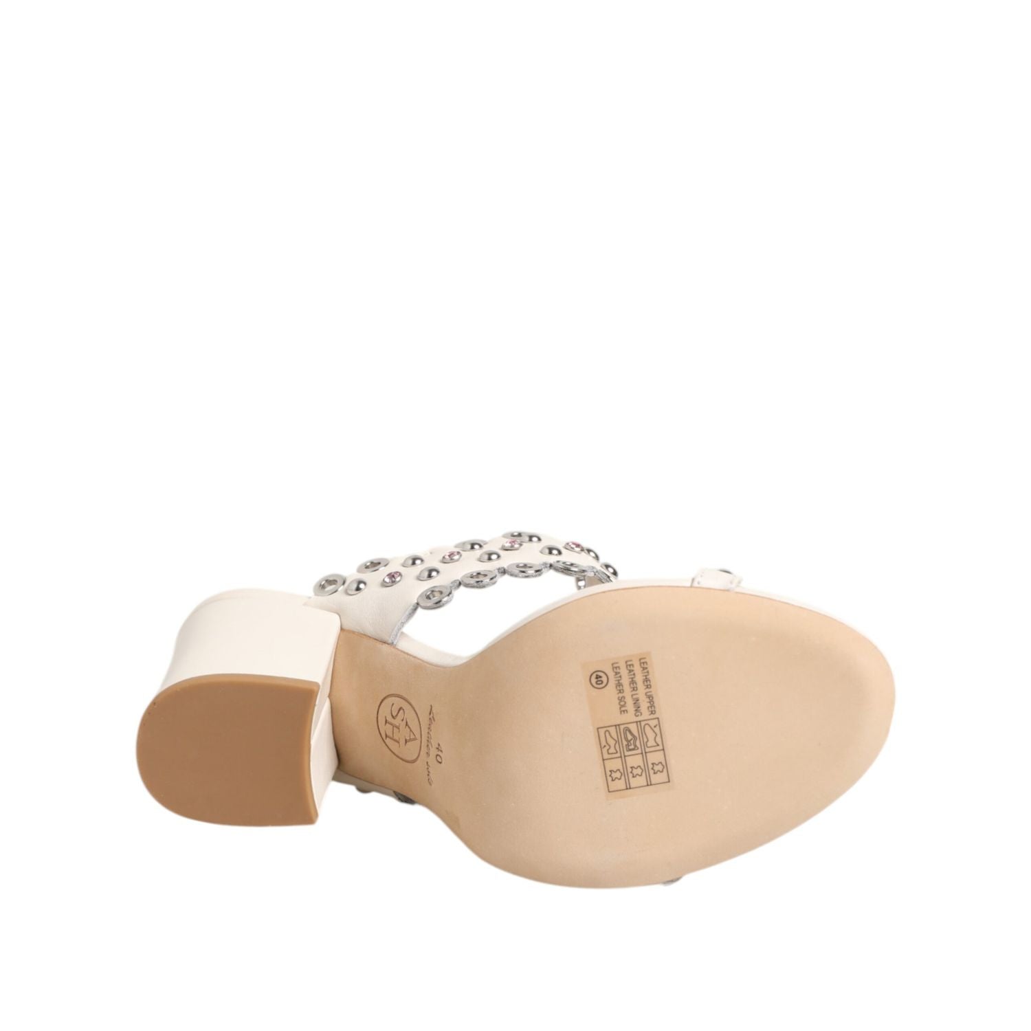 ASH White Block Heeled Studded Quarter Strap Sandals Shoes
