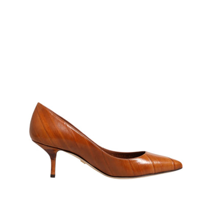 Dolce & Gabbana Brown Leather Stiletto Heel Pumps Shoes
