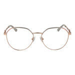 Front view of Guess Rose Gold Women Glasses Frame, full-rim metal frame with demo lenses, round style, spring hinge, includes branded case.