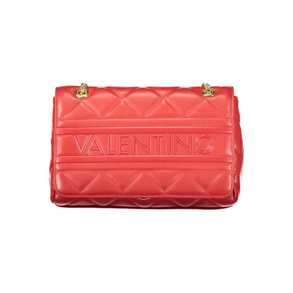 Mario Valentino Red Polyethylene Women Handbag with chain detail and logo embossment, showcasing style and functionality.