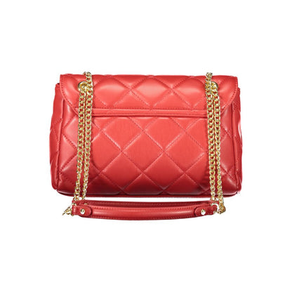 Mario Valentino Red Polyethylene Women Handbag with chain detail and quilted design, chic and functional accessory for fashion lovers.