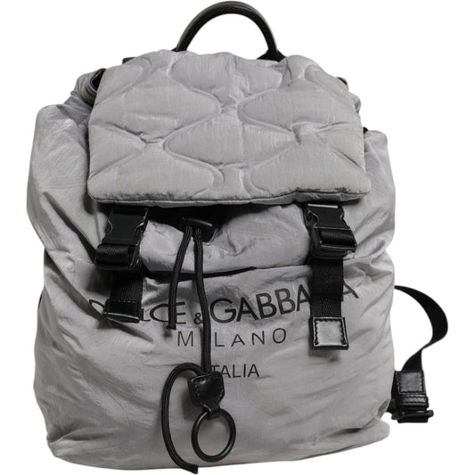 Dolce & Gabbana Gray Milano Print Drawstring Travel Backpack Bag BAG4646
