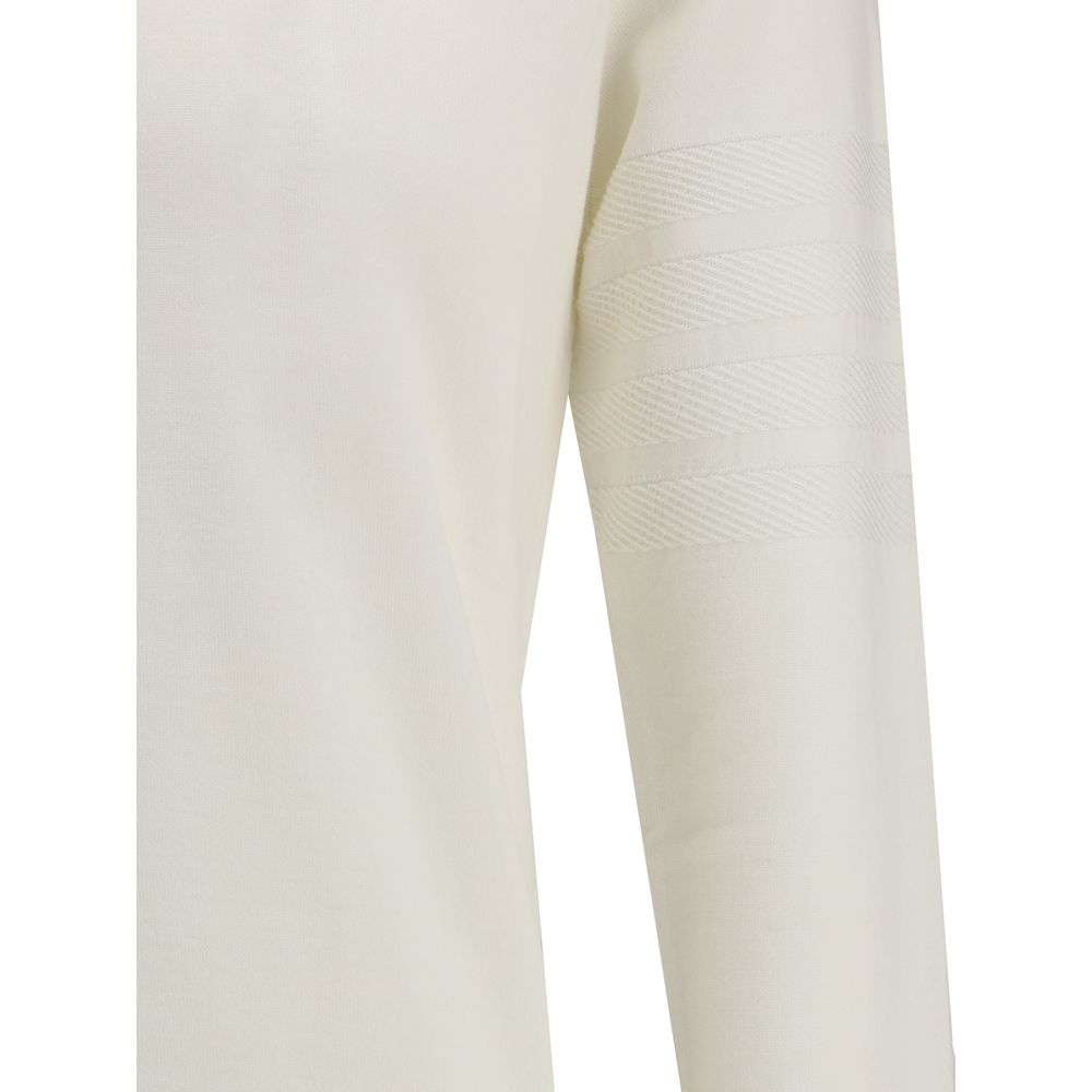 Thom Browne White Fleece Wool Sweatshirt