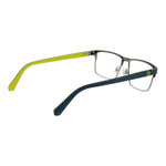 Guess Blue Men Glasses Frame, full-rim metal rectangle style with blue hue, spring hinge, includes branded case, lenses width 53mm.