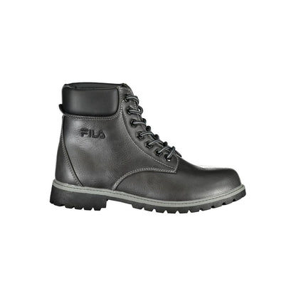 Fila Black Polyester Lace-Up Boots
