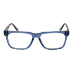 Guess Blue Men Glasses Frame in full-rim acetate with rectangle design, demo lenses, blue color, and spring hinge feature.