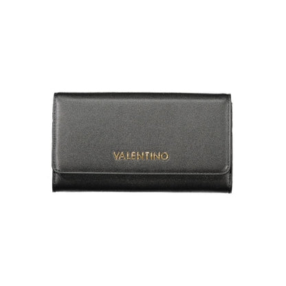 Mario Valentino Black Polyethylene Women Wallet with zip and automatic closures, luxury design for cards, coins, and bills.