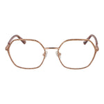 Guess Rose Gold Women Glasses Frame with full-rim square design, metal rose gold frame, demo lenses, and included branded case.