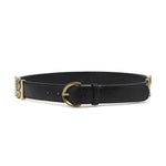 PINKO Black Calfskin Belt with python print and gold metal double logo, 105 cm length, 3 cm thickness, featuring a metal buckle