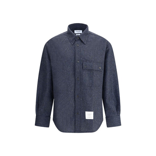 Thom Browne Blue Wool Dress Shirt