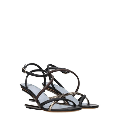 Fendi Multicolor Leather Flat Sandals