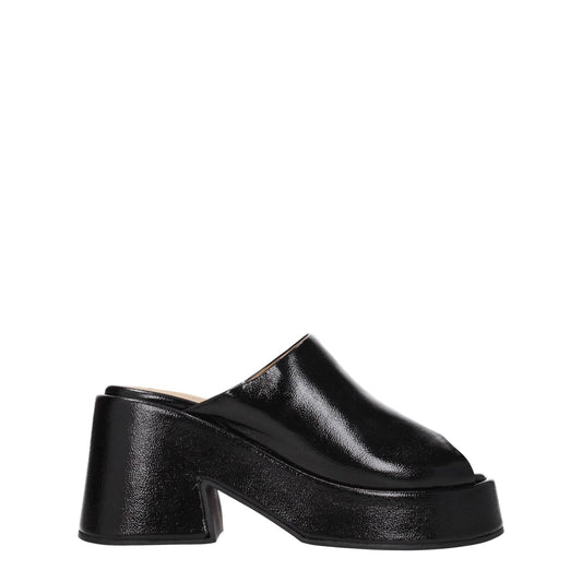 Ganni Black Leather Slippers Sandals GA-8547287892233-EU40/US10