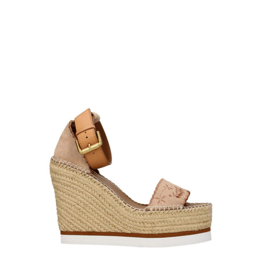 See By Chloé Beige Leather Wedges Sandals SE-8547288776969-EU41/US11
