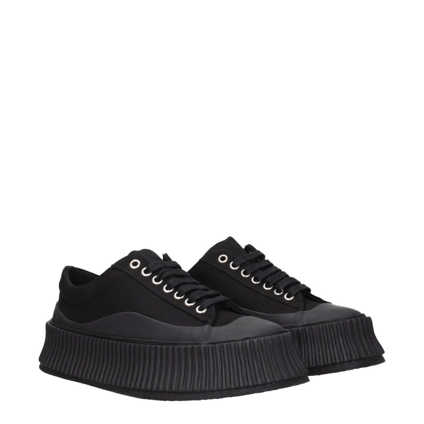 Jil Sander Black Fabric Chunky Sneakers