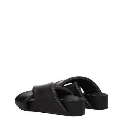 Jil Sander Black Leather Slippers