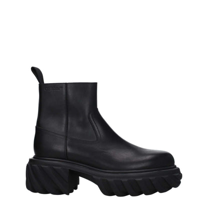 Off-White Black Leather Ankle Boots
