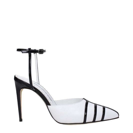 Manolo Blahnik White Leather Stiletto Heels Sandals MA-8680108196105-EU36.5/US6.5