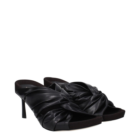 Stella McCartney Black Leather Stiletto Heels Sandals ST-9256214692105-EU36.5/US6.5