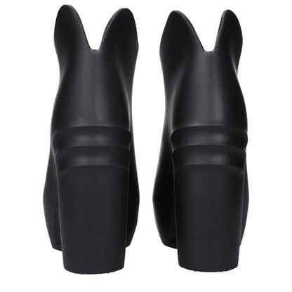 Givenchy Black Cotton Wedge Sandals with rubber sole and round toe, back view showcasing the distinct wedge heel design.