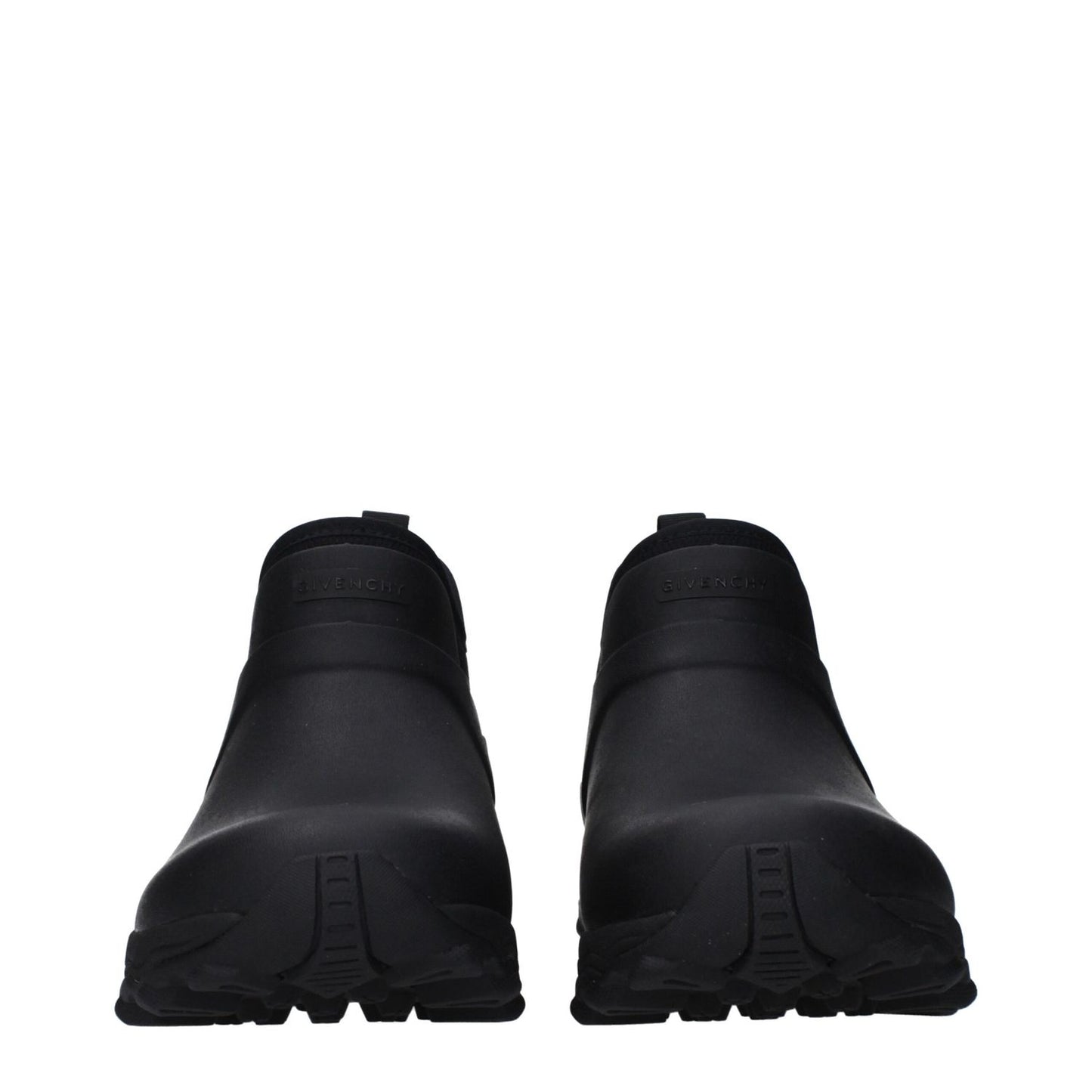 Givenchy Black Cotton Ankle Boots with rubber sole and round toe, featuring front and back logo, casual style, MPN BH604CH1QG001.