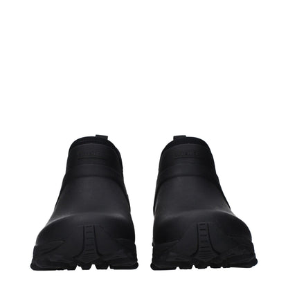 Givenchy Black Cotton Ankle Boots with rubber sole and round toe, featuring front and back logo, casual style, MPN BH604CH1QG001.