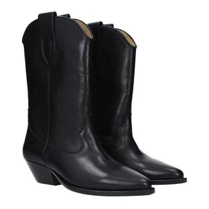 Isabel Marant Black Leather Ankle Boots with pointy toe and mid heels, MPN BO0003FAA3A03S01BK stylish country design.