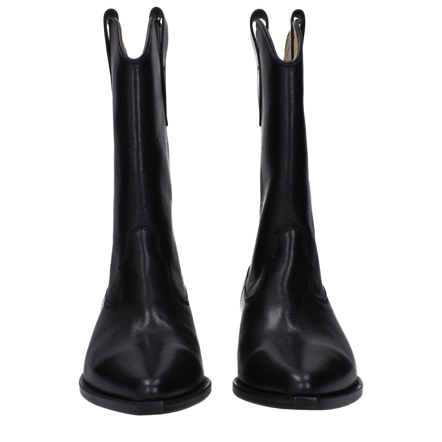 Isabel Marant Black Leather Ankle Boots with mid heels and pointy toe design. MPN BO0003FAA3A03S01BK, style 'Country', leather sole.