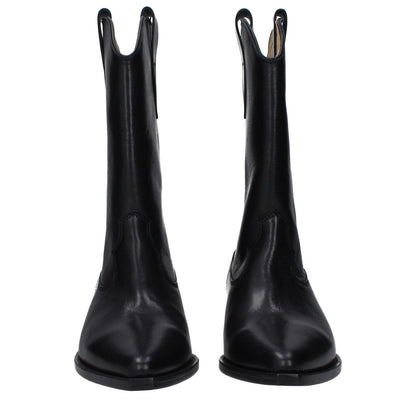 Isabel Marant Black Leather Ankle Boots with mid heels and pointy toe design. MPN BO0003FAA3A03S01BK, style 'Country', leather sole.