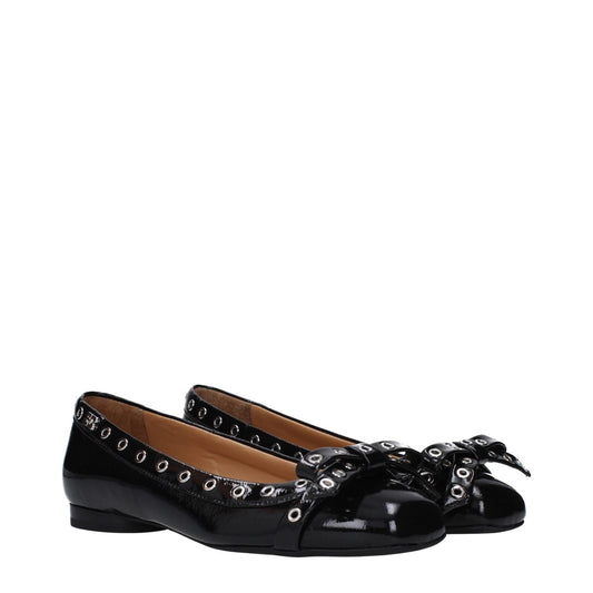 Ganni Black Leather Ballet Flats GA-10027144380681-EU40/US10