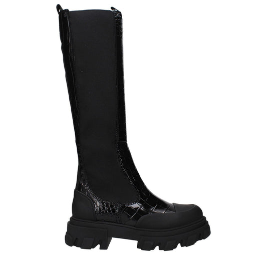 Ganni Black Leather Over The Knee GA-10031459369225-EU38/US8